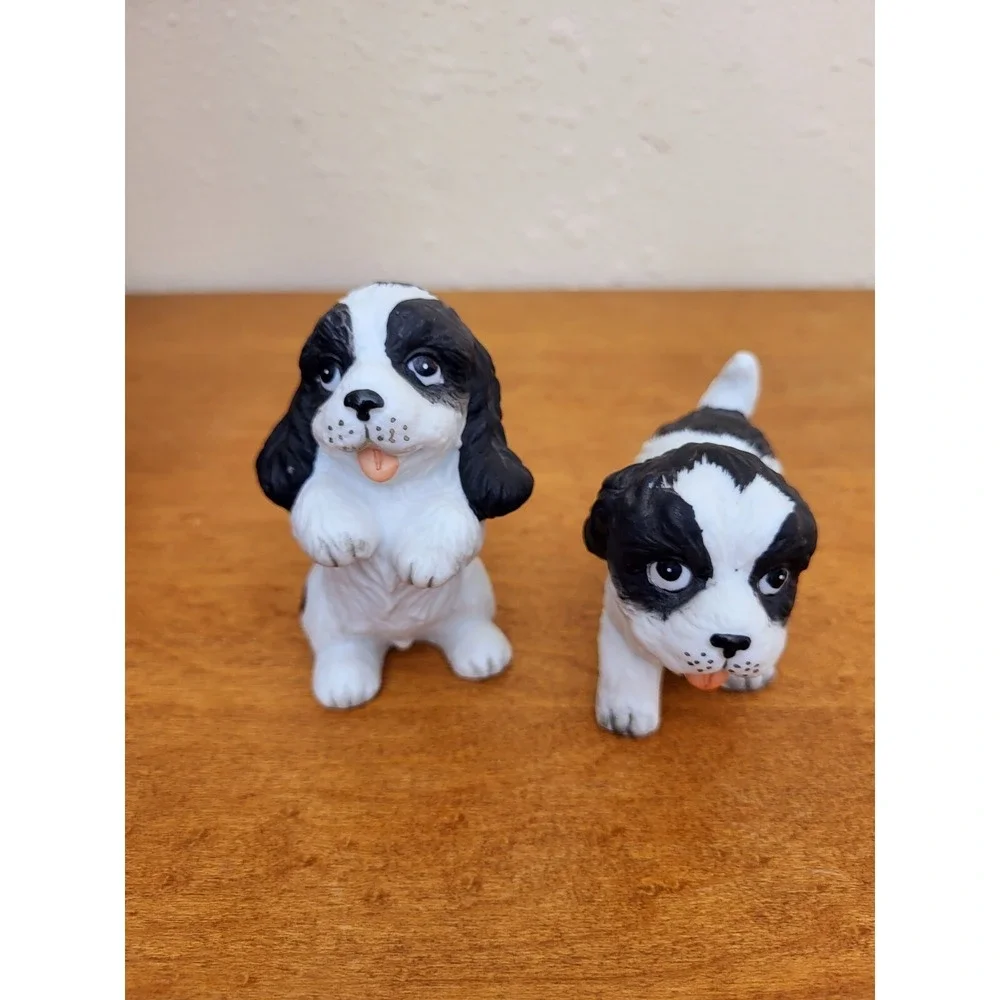 Homco Porcelain Puppy Set 1427 Vintage 2 Figurines Shih Tzu Cocker Spaniels Dogs